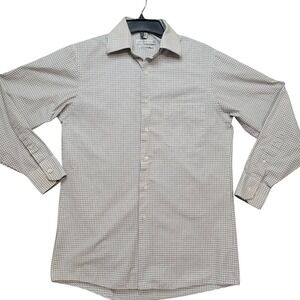 Geoffrey Beene Men's Small Regular Fit Wrinkle Free Check‎ Dress Shirt